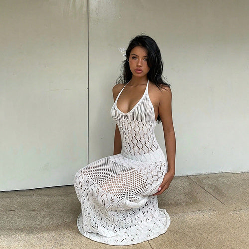 Knitted Hollow-Out Beach Cover-Up
