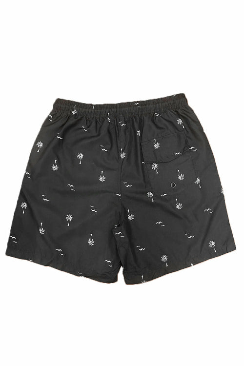 B/W Palm Print Swim Shorts